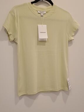 Topshop Light Yellow Crewneck Short Sleeve Tee